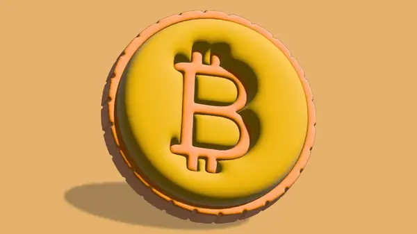 عملة بيتكوين مجسّمة على خلفية داكنة تمثّل التداول في بينانس من السعودية