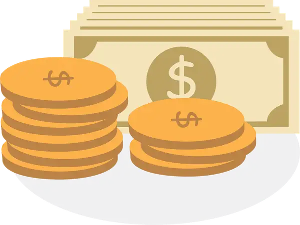 عملات معدنية وأوراق نقدية مكدّسة تمثّل ريالات تُرسل من محفظة AlinmaPay أو حساب الإنماء إلى بائع P2P