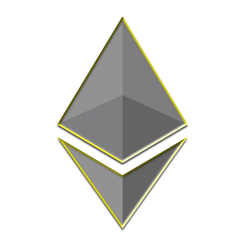 شعار الايثريوم على لوحة داكنة، الشبكة التي تستضيف عملات ERC-20 المستقرة مثل USDT و USDC
