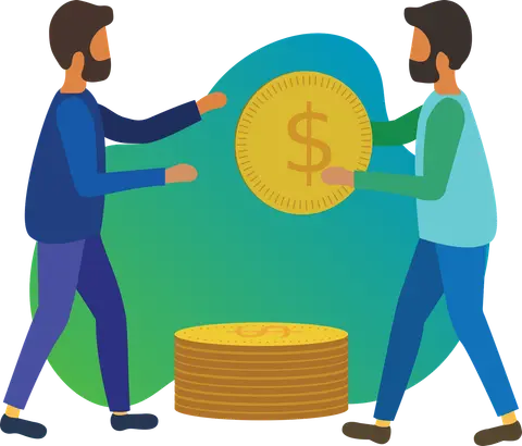 شخصان يتبادلان عملة، الطريقة التي يشتري بها السعوديون USDT بالريال عبر P2P